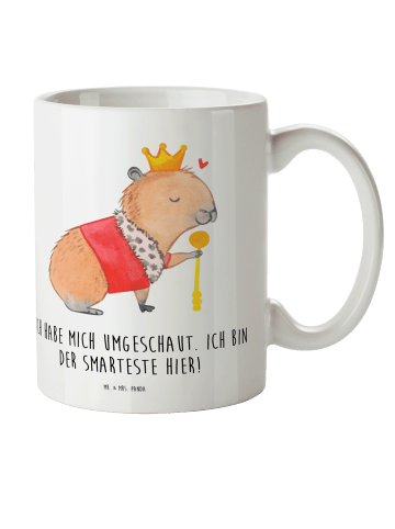 Mr. & Mrs. Panda Kindertasse Capybara König mit Spruch in Weiß