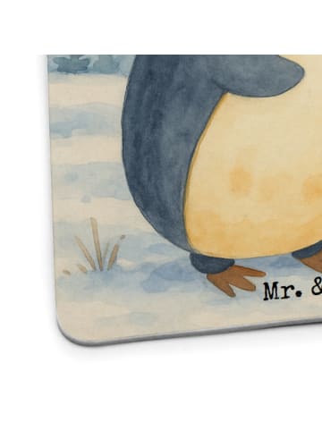 Mr. & Mrs. Panda Glasuntersetzer Pinguin umarmen Design ohne Spruch in Weiß