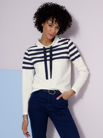 Sieh an! Stehkragen-Shirt in ecru-marine-bedruckt