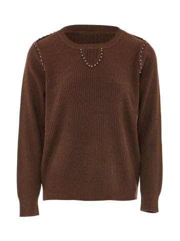 LEOMIA Damen Strickpullover in Braun