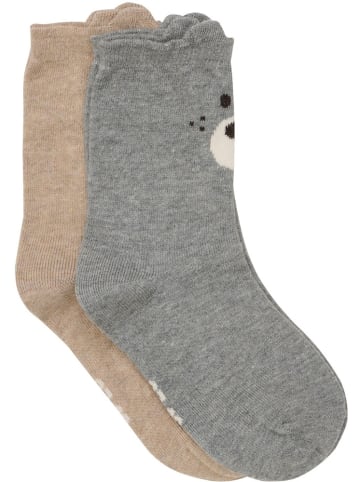 Minymo Kinder Socken "Socks with 3D Effect (2-Pack)" in Grau