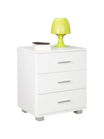 KADIMA DESIGN Nachtkonsole aus Holz: Modern, 4 Standfüße, melaminharzbeschichtet in Weiß