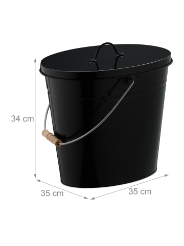 relaxdays Ascheeimer in Schwarz - 12 Liter