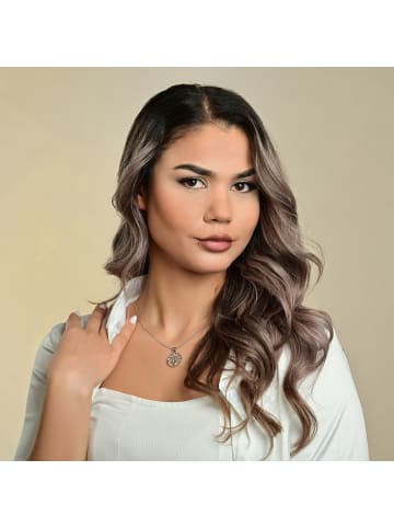 Adeliás Damen Anhänger – Lebensbaumanhänger aus 925 Silber mit Zirkonia in silber
