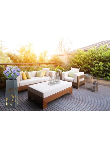 HOBERG LED-Dekosäule Beton-Optik Gingko 70cm 3V grau mit Pflanzschale  grau