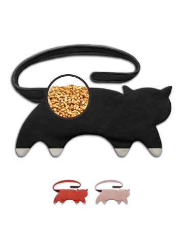 Leschi Wärmekissen 100 % Bio-Baumwolle, Körnerkissen "Katze Coco" in Schwarz