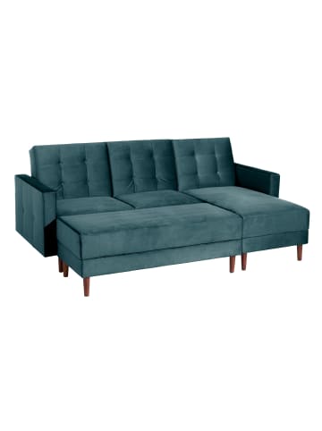 58 aufm Kessel FUNKTIONSSOFA mit Hocker Katunia Samtvelours azur