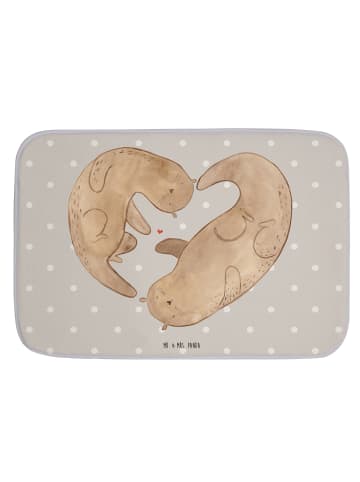 Mr. & Mrs. Panda Badeteppich Otter Herz ohne Spruch in Grau Pastell
