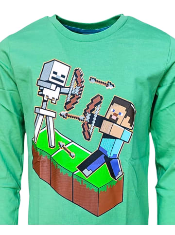 Minecraft Langarmshirt Minecraft mit Steve & Skeleton  in Grün