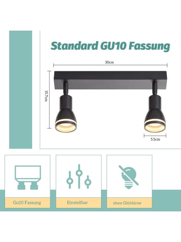 ZMH Deckenleuchte in schwarz 2-flammige GU10 moderne schwenkbar Deckenspots