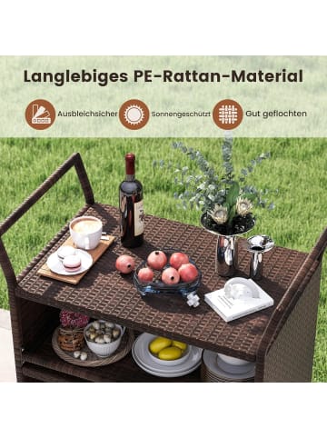 COSTWAY Servierwagen Rattan in Braun