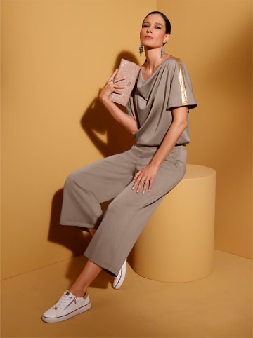 creation L Wasserfallshirt in taupe-bronzefarben-bedruckt