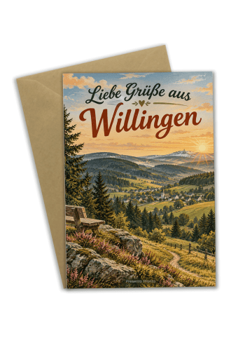 Grußkarte Landschaft idyllisch Design mit Spruch in Weiß