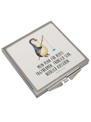 Mr. & Mrs. Panda Kosmetikspiegel Pinguin Angler mit Spruch in Weiß