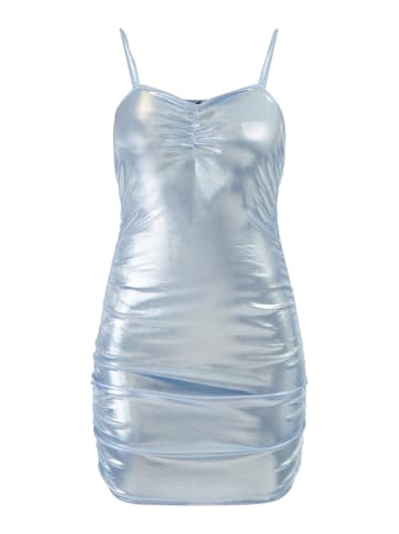 faina Damen Strick Trägerkleid Mini in Blau Metallisch