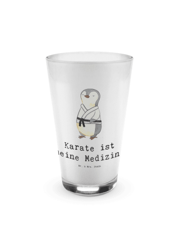 Mr. & Mrs. Panda Wasserglas Pinguin Karate mit Spruch in Transparent