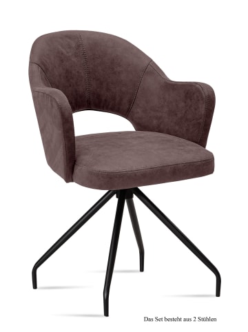 58 aufm Kessel ARMLEHNSTUHL (2er-Set) Dikana 59x87x61 Schwarz/Braun