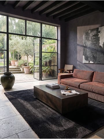 KADIMA DESIGN Hochflorteppich Uni Antirutsch weich wohnlich Wohnzimmer gemütlich in Schwarz
