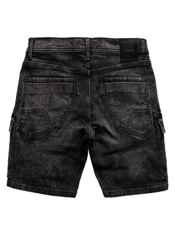 Humy Stretch Denim Shorts im Cargostyle mit Knopfleiste A&S in Schwarz