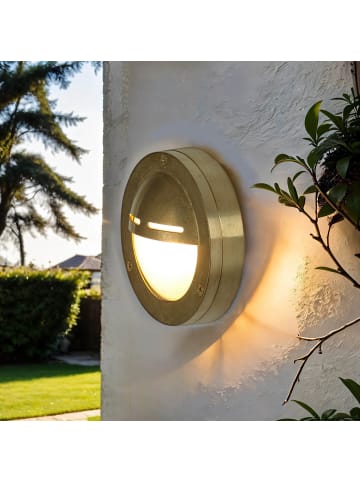 Licht-Erlebnisse Außen Wandlampe Ø 14 x (H)14 cm in MessingMessing
