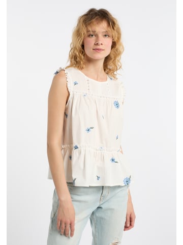 DreiMaster Damen Top in Wollweiss Blau