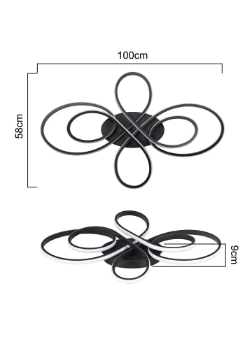 ZMH LED Deckenleuchte in schwarz Dimmbar 90W Modern Schlafzimmerlampe L 100cm