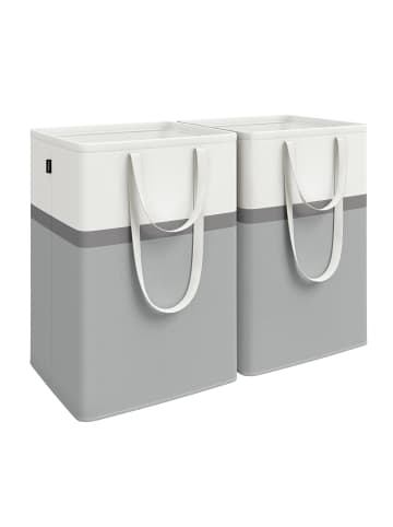 SONGMICS 2er-Set: Wäschekorb Stowit in Taubengrau - (B)40 x (H)65 x (T)45 cm