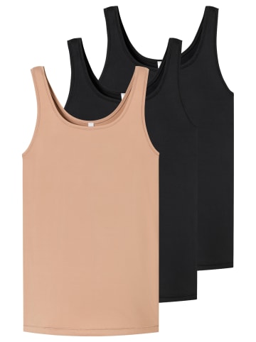 Schiesser Unterhemd / Top Unique Mirco in Schwarz / beige