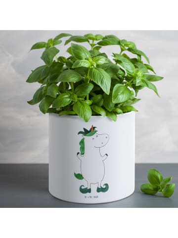 Mr. & Mrs. Panda Blumentopf Einhorn Joker ohne Spruch in Weiß