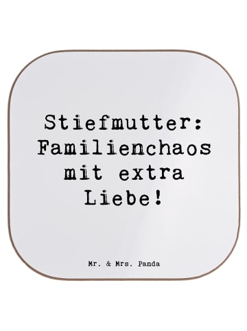 Mr. & Mrs. Panda Untersetzer Stiefmutter Liebe mit Spruch in Weiß