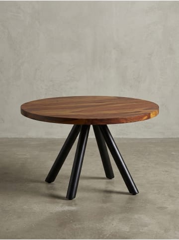 KADIMA DESIGN Moderner Couchtisch mit Sheesham Massivholz, Metall-Materialmix