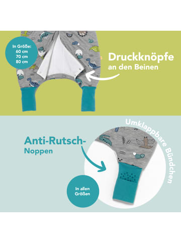 Schlummersack Schlafsack mit Füßen und umklappbaren Bündchen 1.0 TOG in Anthrazit