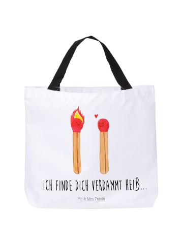 Mr. & Mrs. Panda Strandtasche Streichhölzer mit Spruch in Weiß