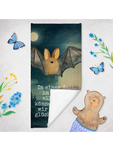 Mr. & Mrs. Panda Handtuch Fledermaus Flügel Design mit Spruch in Gelb Pastell