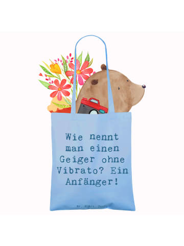 Mr. & Mrs. Panda Stofftragetasche Spruch Violine Anfänger mit Sp... in Sky Blue