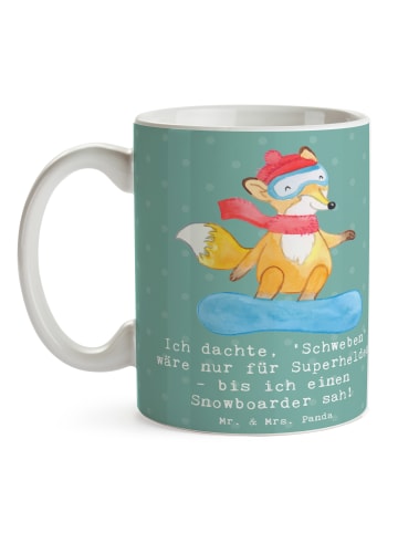 Mr. & Mrs. Panda Pott Snowboarden Zauber mit Spruch in Meeresbrise