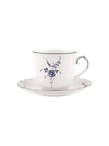 Villeroy & Boch Frühstückstasse mit Untertasse Vieux Luxembourg 240 ml in weiß-blau