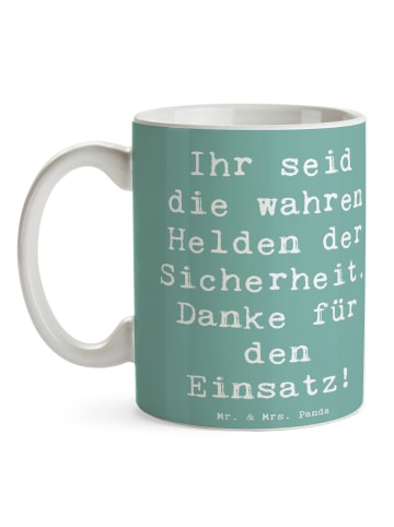 Mr. & Mrs. Panda Becher Spruch Sicherheitsdienst Helden mit Spruch in Meeresbrise