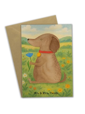 Mr. & Mrs. Panda valentinstagskarte Hund Blume Design ohne Spruch in Weiß