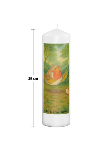 Mr. & Mrs. Panda Kerze Rotkehlchen Federn Design ohne Spruch in Weiß