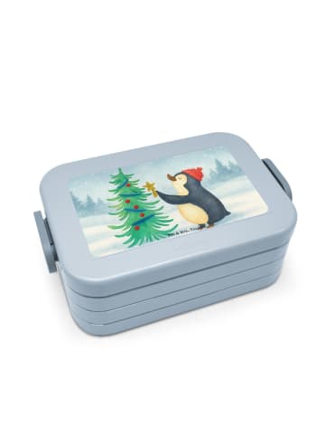 Mr. & Mrs. Panda Bentobox Pinguin Weihnachtsbaum Design ohne Spruch in Blau Pastell