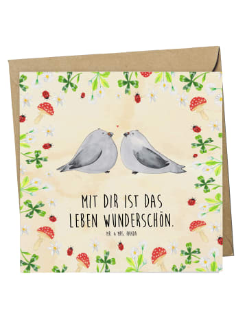 Mr. & Mrs. Panda Einladungskarte Turteltauben Liebe mit Spruch in Naturpapier