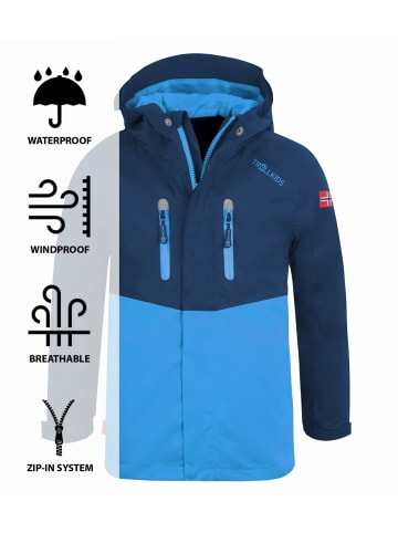 Trollkids Regenjacke "Nusfjord" in Marineblau / Mittelblau