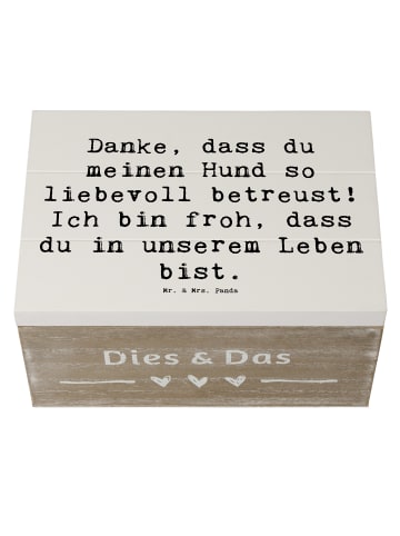 Mr. & Mrs. Panda Holzkiste Spruch Danke Hundesitter mit Spruch in Weiß