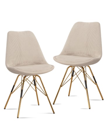 FineBuy Esszimmerstuhl in Beige / Stoff / 48x58x85