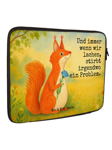 Mr. & Mrs. Panda Laptop Case Eichhörnchen Blume Design mit Spruch in Weiß