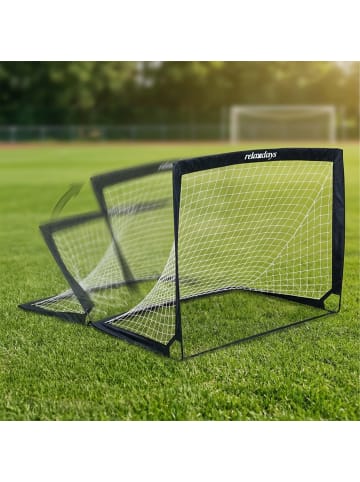 relaxdays 2 x Fußballtor in Schwarz - (B)120 x (H)90 x (T)90 cm