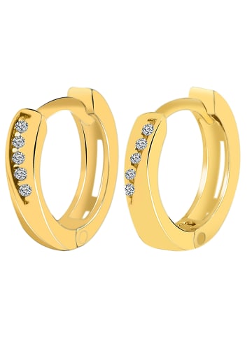 Adeliás Damen Ohrringe – Klappcreole aus 333 Gold mit Zirkonia in gold