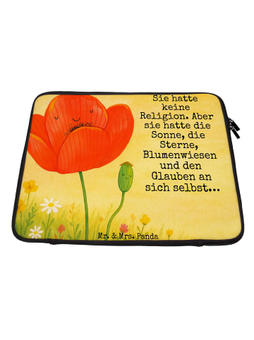 Mr. & Mrs. Panda Laptop Hülle Blume Mohnblume Design mit Spruch in Weiß