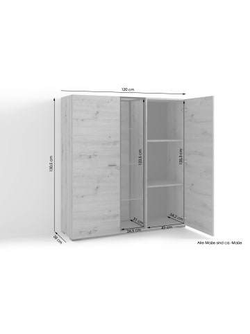 byLiving Highboard FRAME in Artisan Eiche (Eiche-Optik) - B 120, H 130,5, T 38 cm